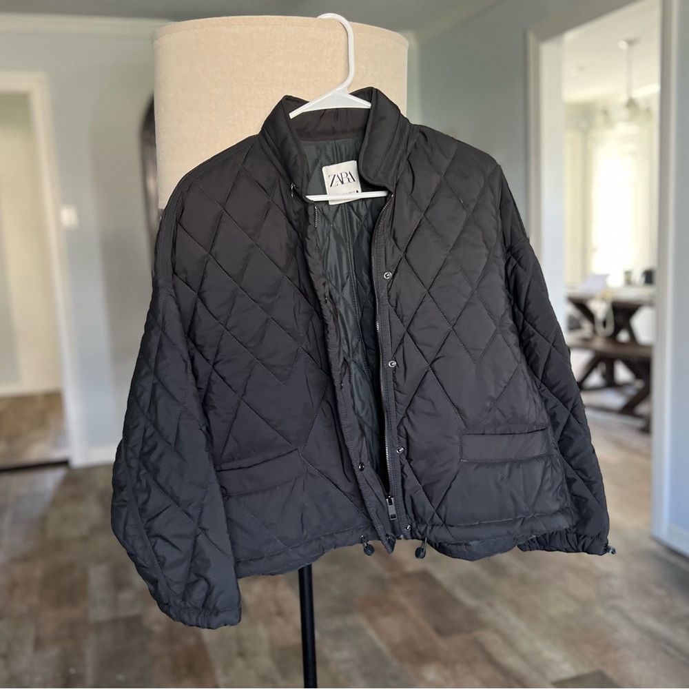 Zara Quilted Jacket, size M, dark gray